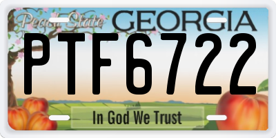 GA license plate PTF6722