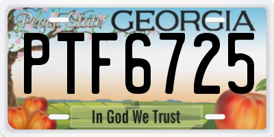 GA license plate PTF6725