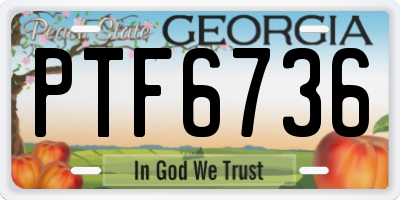 GA license plate PTF6736