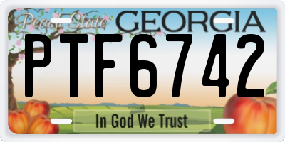 GA license plate PTF6742