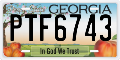 GA license plate PTF6743