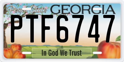 GA license plate PTF6747