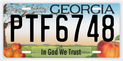GA license plate PTF6748
