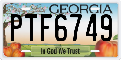 GA license plate PTF6749
