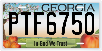 GA license plate PTF6750