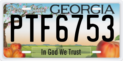 GA license plate PTF6753