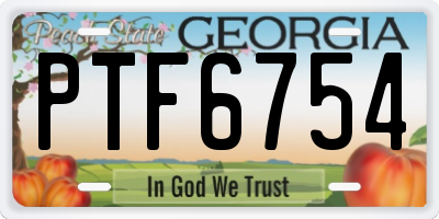 GA license plate PTF6754