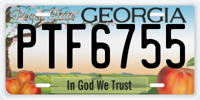 GA license plate PTF6755