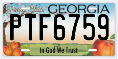 GA license plate PTF6759