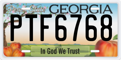 GA license plate PTF6768