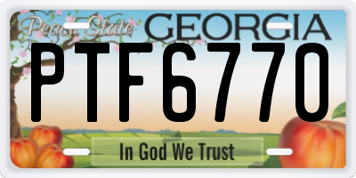 GA license plate PTF6770