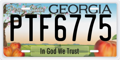 GA license plate PTF6775