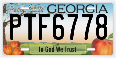 GA license plate PTF6778