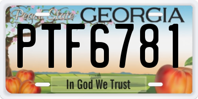 GA license plate PTF6781