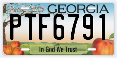 GA license plate PTF6791