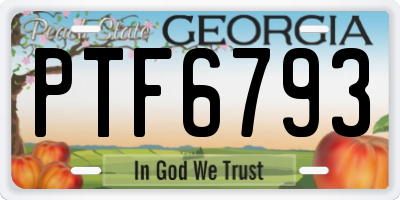 GA license plate PTF6793