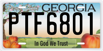 GA license plate PTF6801