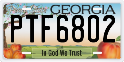 GA license plate PTF6802