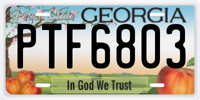 GA license plate PTF6803
