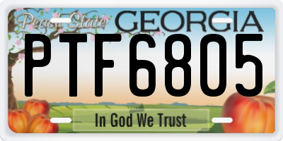 GA license plate PTF6805