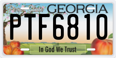 GA license plate PTF6810
