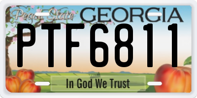 GA license plate PTF6811