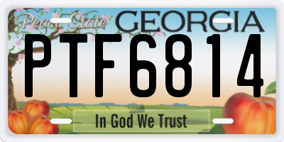 GA license plate PTF6814