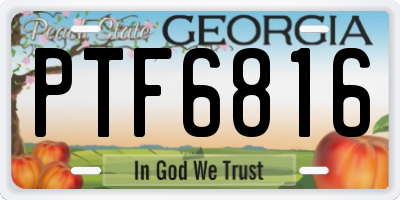 GA license plate PTF6816