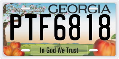 GA license plate PTF6818