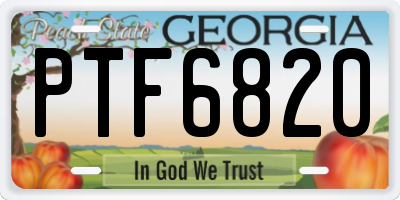 GA license plate PTF6820