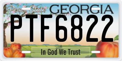 GA license plate PTF6822