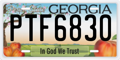 GA license plate PTF6830