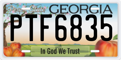 GA license plate PTF6835