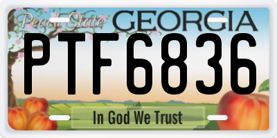 GA license plate PTF6836