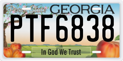 GA license plate PTF6838