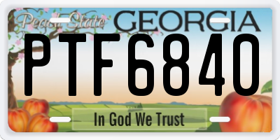 GA license plate PTF6840