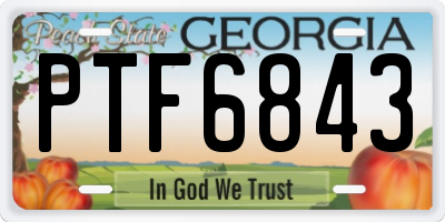 GA license plate PTF6843