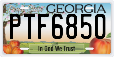 GA license plate PTF6850