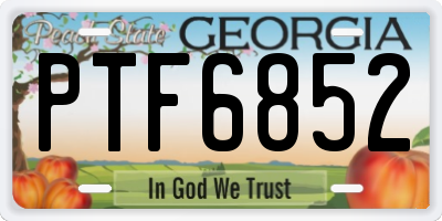 GA license plate PTF6852