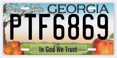 GA license plate PTF6869