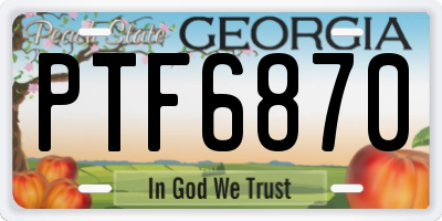 GA license plate PTF6870