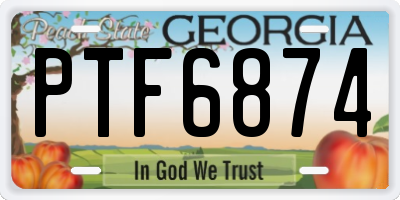 GA license plate PTF6874