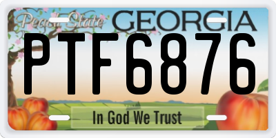 GA license plate PTF6876