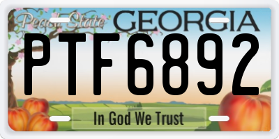 GA license plate PTF6892