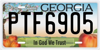 GA license plate PTF6905