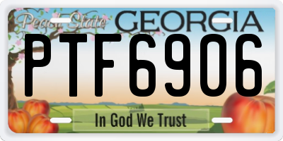 GA license plate PTF6906