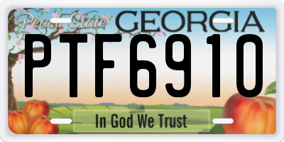 GA license plate PTF6910