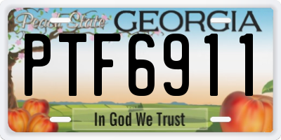 GA license plate PTF6911