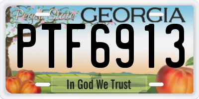 GA license plate PTF6913