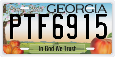 GA license plate PTF6915